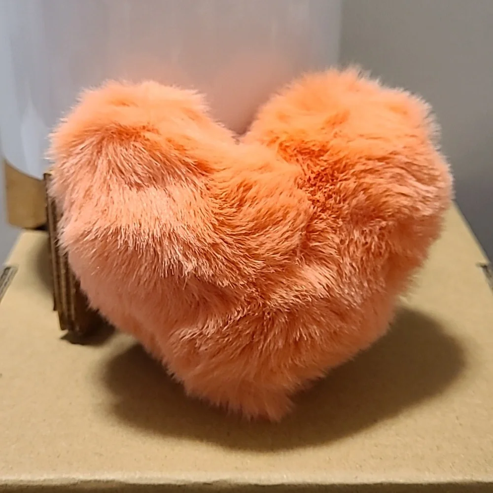 Fuzzy Heart Keychain Purse Charm Bag Charm Fluffy Orange‎ NEW Ladies